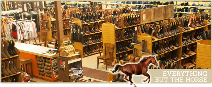 Cowboy boots, wranglers, western apparel, and more