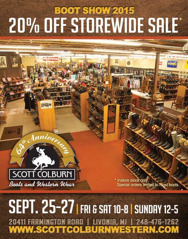 Scott Colburn Boots and Western Wear storewide sale September 25-27