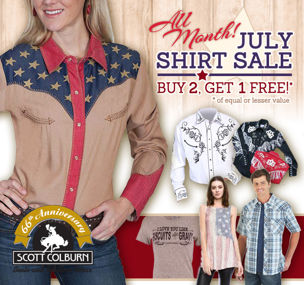 Scott Colburn Boots and Western Wear Buy 2, Get 1 Shirt Sale
